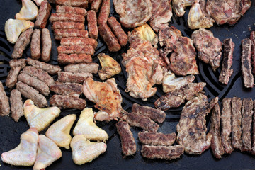 Preparing barbecue on classical way in Balkan countries