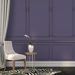 Beige chair and table with orchid