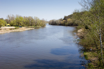 Fototapeta na wymiar View of the river Seversky Donets beautiful blue sky