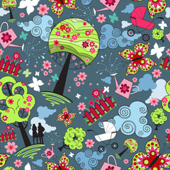 Fototapeta premium Colorful vector pattern with symbols of summer
