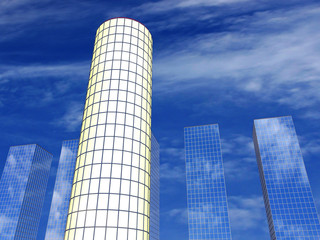 3D modern buildings and beautiful sky. Concept - the best.