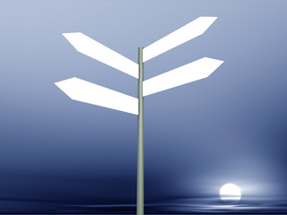 Signpost on beautiful background of sky. 3D render.