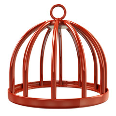 Illustration of orange bird cage