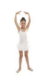 young cute ballet dancer girl dancing classical in white tutu © Wordley Calvo Stock