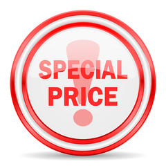 special price red white glossy web icon