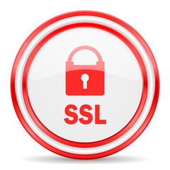 ssl red white glossy web icon