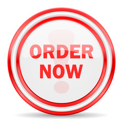 order now red white glossy web icon