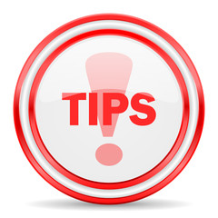 tips red white glossy web icon