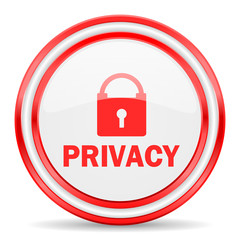 privacy red white glossy web icon