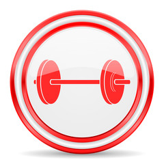 fitness red white glossy web icon