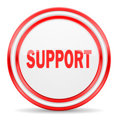 support red white glossy web icon