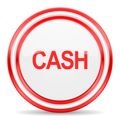 cash red white glossy web icon