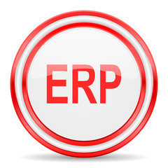 erp red white glossy web icon