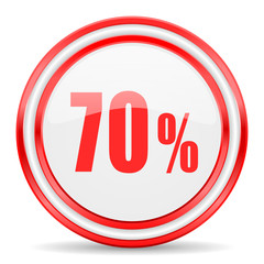 70 percent red white glossy web icon