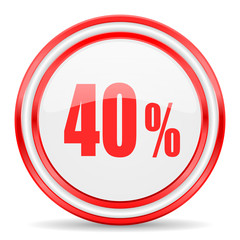 40 percent red white glossy web icon