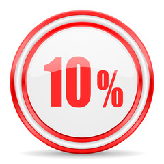 10 percent red white glossy web icon