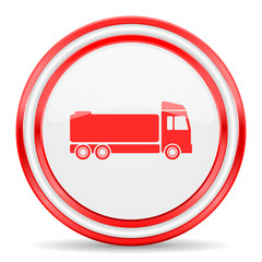 truck red white glossy web icon