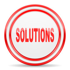 solutions red white glossy web icon