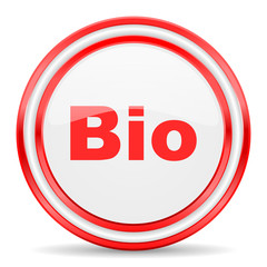 bio red white glossy web icon