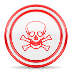 skull red white glossy web icon