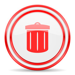 recycle red white glossy web icon