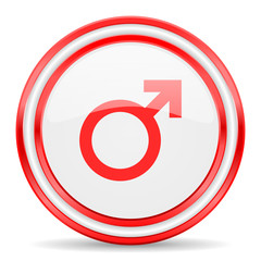 male red white glossy web icon