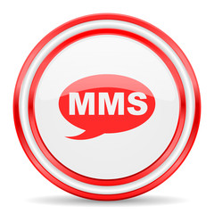 mms red white glossy web icon