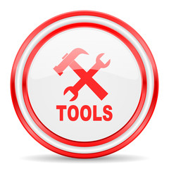 tools red white glossy web icon
