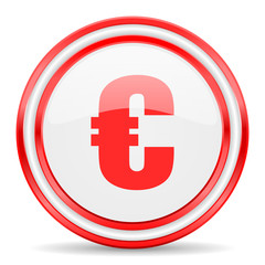 euro red white glossy web icon