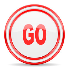 go red white glossy web icon