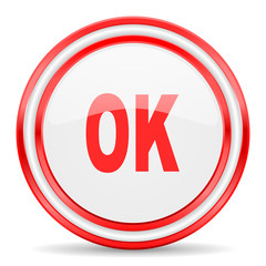 ok red white glossy web icon