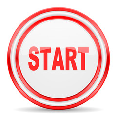 start red white glossy web icon