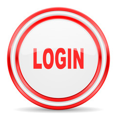 login red white glossy web icon