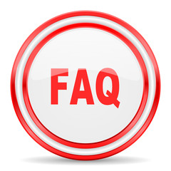 faq red white glossy web icon