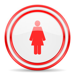 female red white glossy web icon