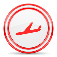 arrivals red white glossy web icon