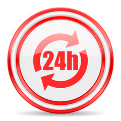 24h red white glossy web icon
