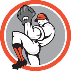 Baseball Pitcher Circle Cartoon