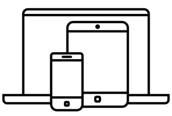 Phone, tablet and laptop outline vector icon