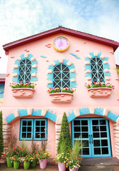 Pink of house in design and decorating for idea.