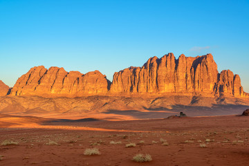 Jebel Qatar in Wadi Rum, Jordan at early-morning on Jan, 1, 2014