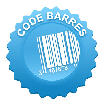 code-barres sur bouton web dent&eacute; bleu