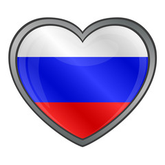 Russia Flag Heart Glossy Button