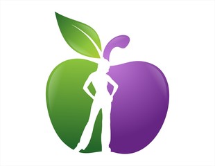 apple logo woman silhouette beauty health icon symbol