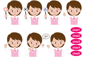 若い女性（質問、説明、手順）