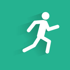 Fototapeta na wymiar Running man icon silhouette with shadow Vector Illustration