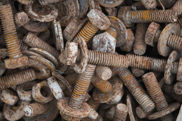 Old rusty bolts and nuts.