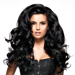 Beautiful brunette woman with long black  hair