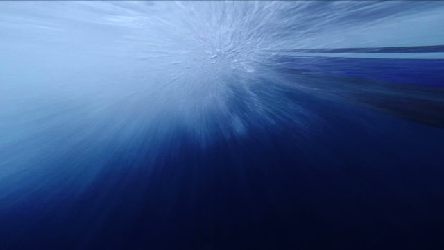 Underwater shot of the hull of a fishing boat