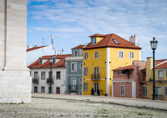 Colourful historic houses in city centra of Lisboa, Portugal
